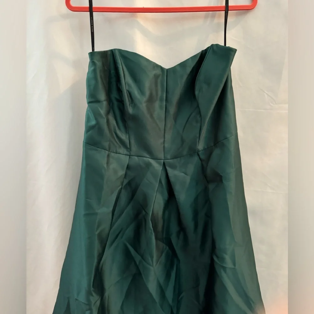 Alfred Sung Strapless Satin High Low Gown Hunter Green Size 18 - Picture 2 of 6